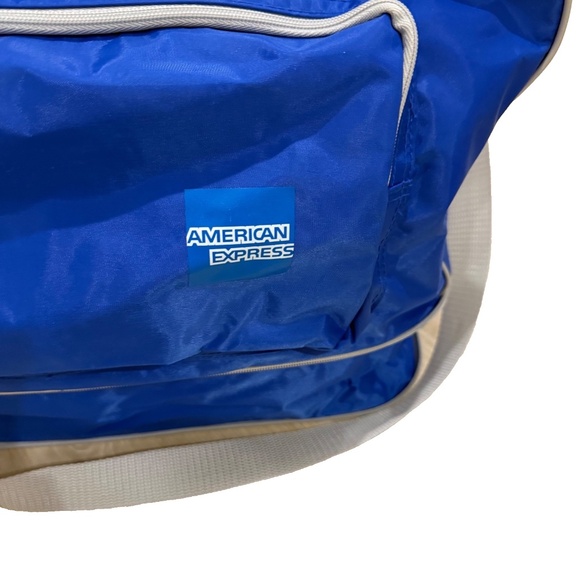 American Express Vintage Expandable Duffle/Gym Bag w/Handles/Shoulder Strap Blue - Picture 5 of 12